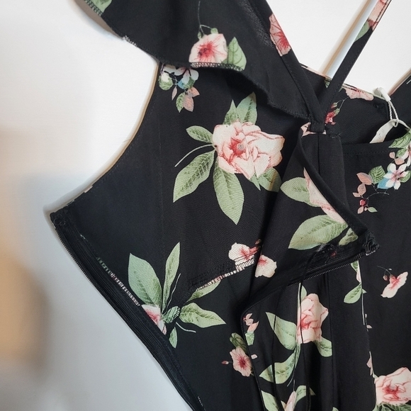 LUNA Black Floral Dress Size L - Picture 8 of 11
